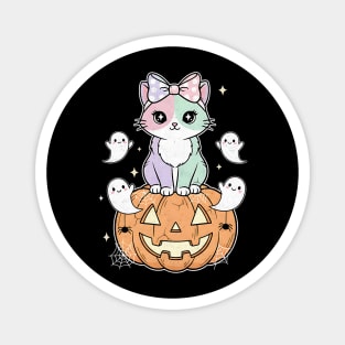 Pastel Pumpkin Princess – Kawaii Cat & Her Ghostly Gang Magnet